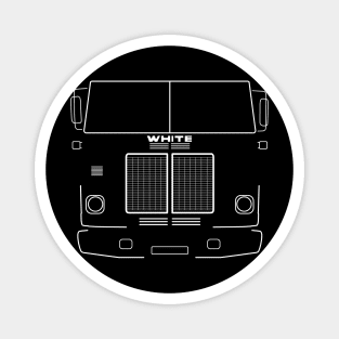 White Road Commander 1970s classic truck white outline graphic Magnet